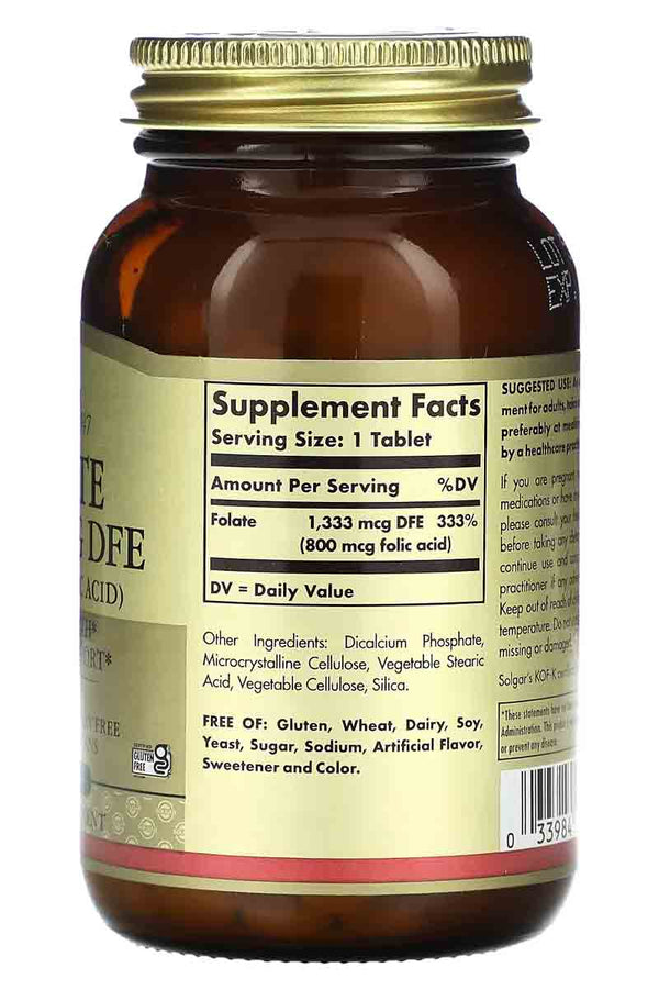 Solgar Folate 1,333 MCG DFE 800 MCG FOLIC ACID 250 CAPSULAS