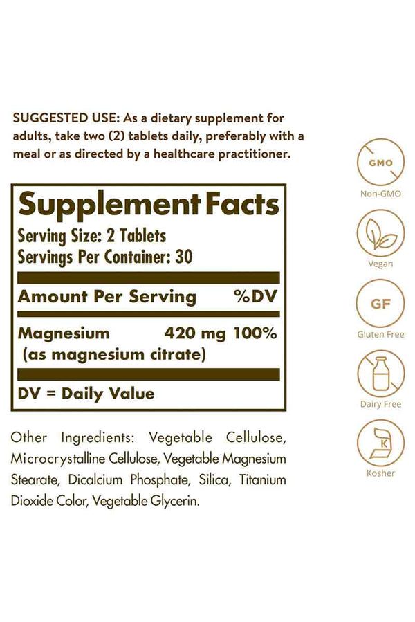 Solgar Magnesium Citrate 60 Tabletas