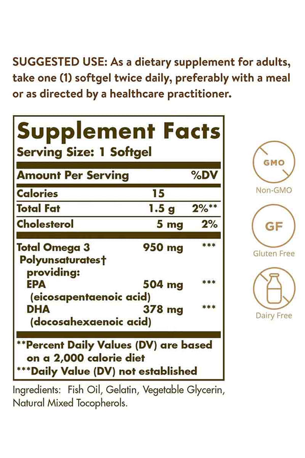 Solgar Omega 3 950 mg epa & dha 100 softgels