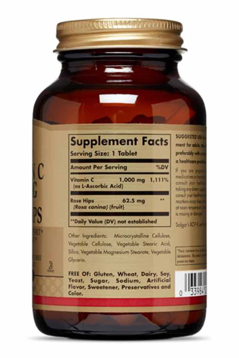 Solgar Vitamina C Rose Hips 1 000 mg 100 tabletas