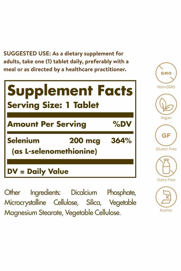 Solgar Selenium 200 mcg 100 tabletas