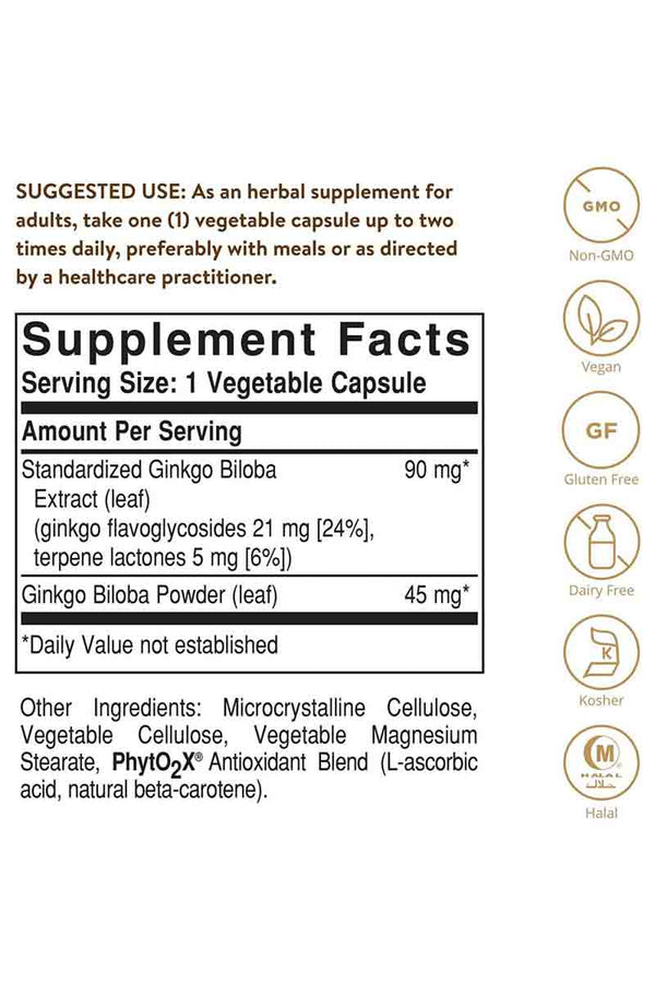 Solgar Ginkgo Biloba Leaf Extract 180 Capsulas