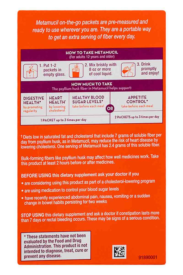 Metamucil On The Go 4 in 1 Fiber Sugar Free 30 sobres