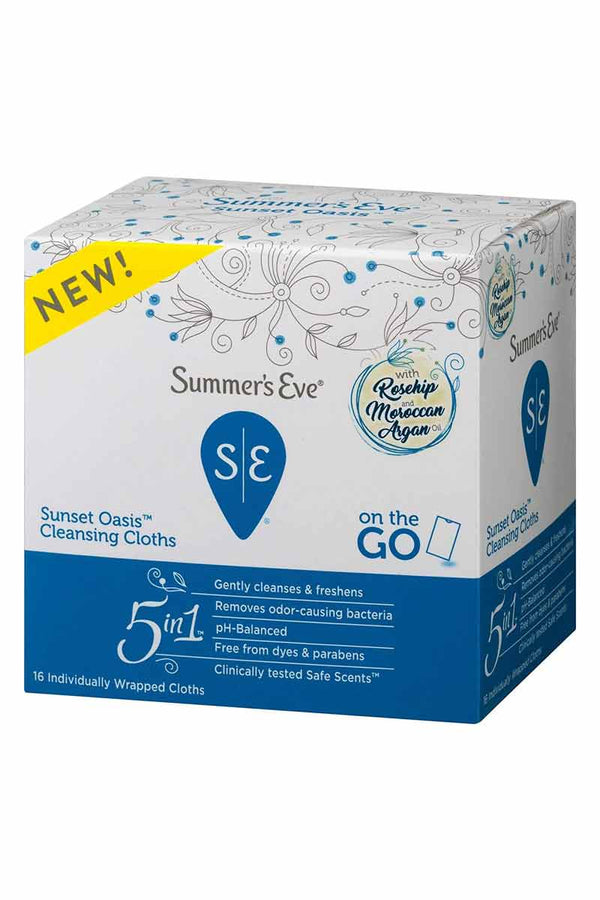 Summer's Eve Sunset Oasis Cleansing Cloths -  Paños individuales refrescantes diarios 16 Pañitos