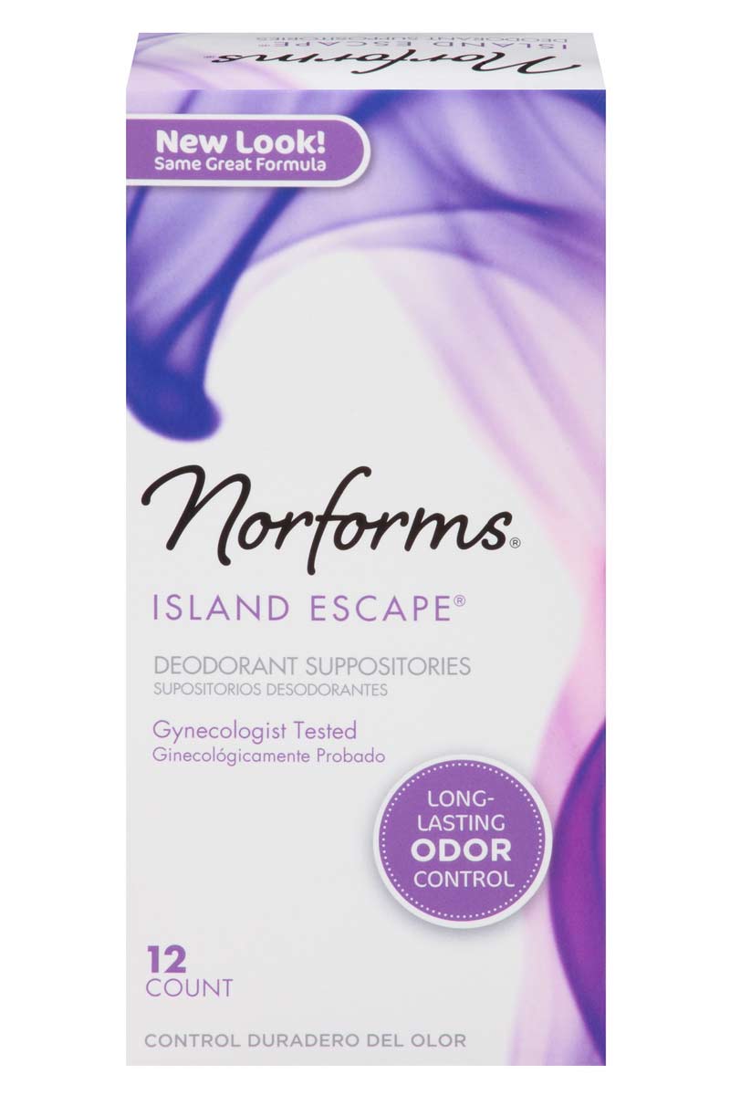 Norforms Island Escape Deodorant Suppositories  - Supositorios Desodorantes 12 unidades