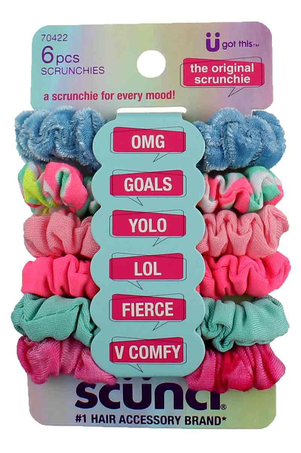 Scunci Scrunchies en alegres tejidos mixtos multicolores  6 pcs 70422