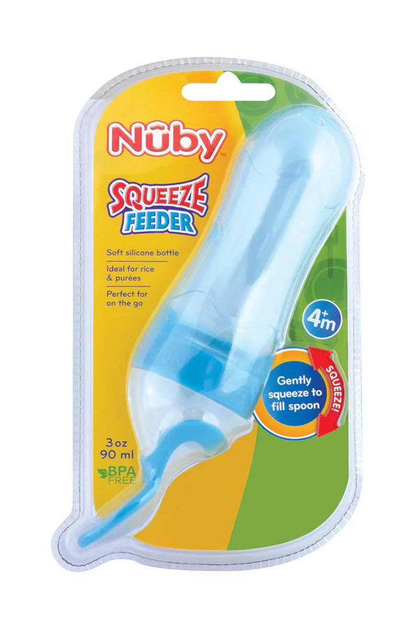 NUBY Alimentador Squeeze de Silicona de 2 Etapas 4+m