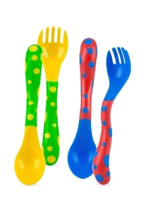 Nuby Fun Feeding Forks & Spoons - Cuchara y tenedor de alimentación divertidos - 2 juegos