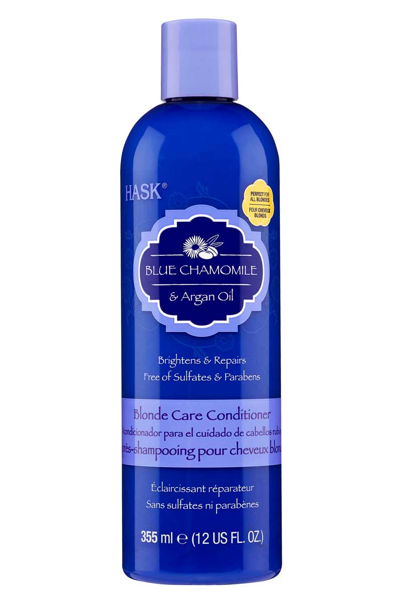 HASK Acondicionador aceite de Manzanilla Azul y Argán para cabellos rubios 12 oz