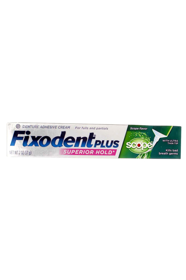 Fixodent Plus Denture - Crema adhesiva para dentadura Scope sabor 2 oz