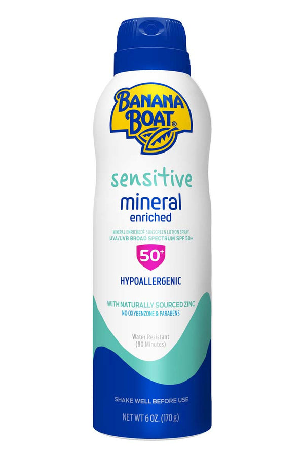 Banana Boat Protector Solar Spray Enriquecido Con Minerales Sensibles SPF50+ 6 oz