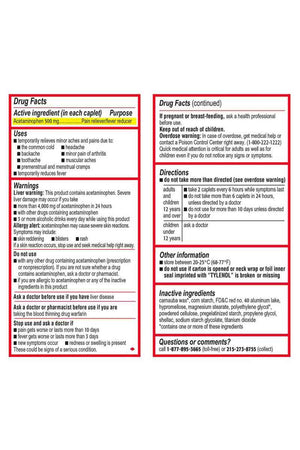 Tylenol Acetaminophen Extra Strenght 500 mg 325 Caplets