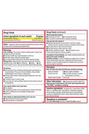 Tylenol PM Acetaminophen 500 mg 225 Caplets