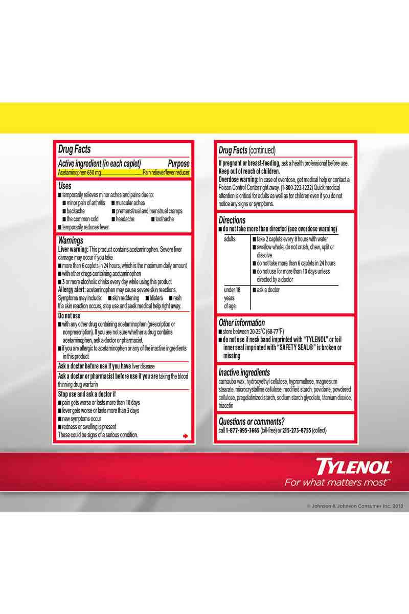 Tylenol 8 Hr Arthritis Pain 650 Mg 290 Caplets
