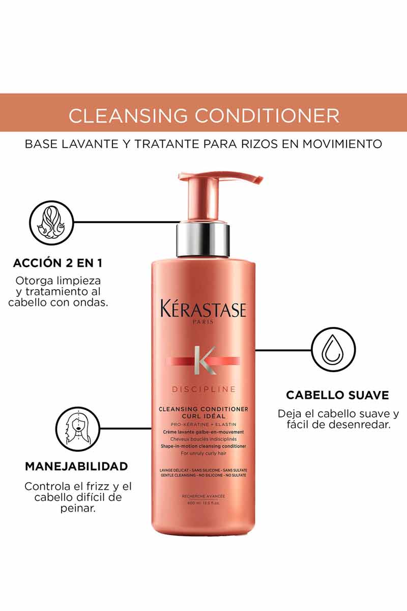 KÉRASTASE Discipline Cleansing Curl Ideal – Acondicionador Limpiador Para Cabello Rizado 400 ML