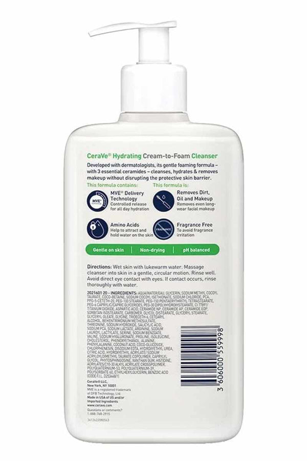 Cerave Limpiador Hidratante Facial Cremoso-Espumoso 237 ml