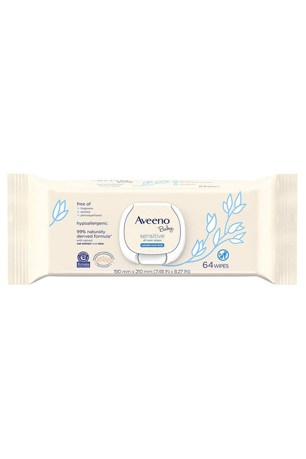 Aveeno Baby Sensitive All Over Wipes - Toallitas para bebe 64 toallitas