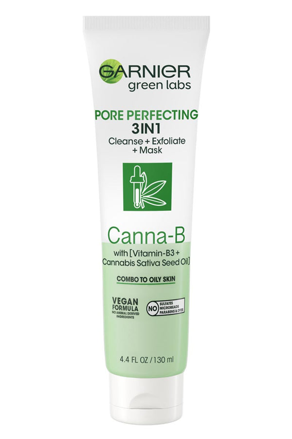 Garnier Green Labs Canna-B Pore Perfecting 3 En 1 Limpiador + Exfoliante + Mascarilla 130 ml