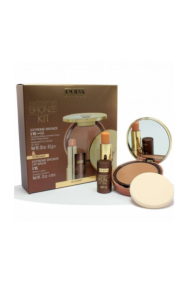 Pupa Extreme Bronze Kit 003 Honey - Base de maquilla + Protector Labial SPF 15