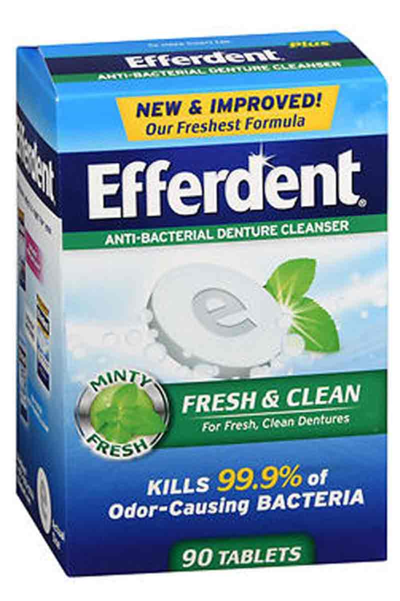 Efferdent Plus Anti-Bacterial Denture & Retainer Cleanser Fresh & Clean - Tabletas limpiadoras antibacterianas para dentaduras postizas 90 tabletas