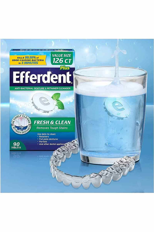 Efferdent Plus Anti-Bacterial Denture & Retainer Cleanser Fresh & Clea ...